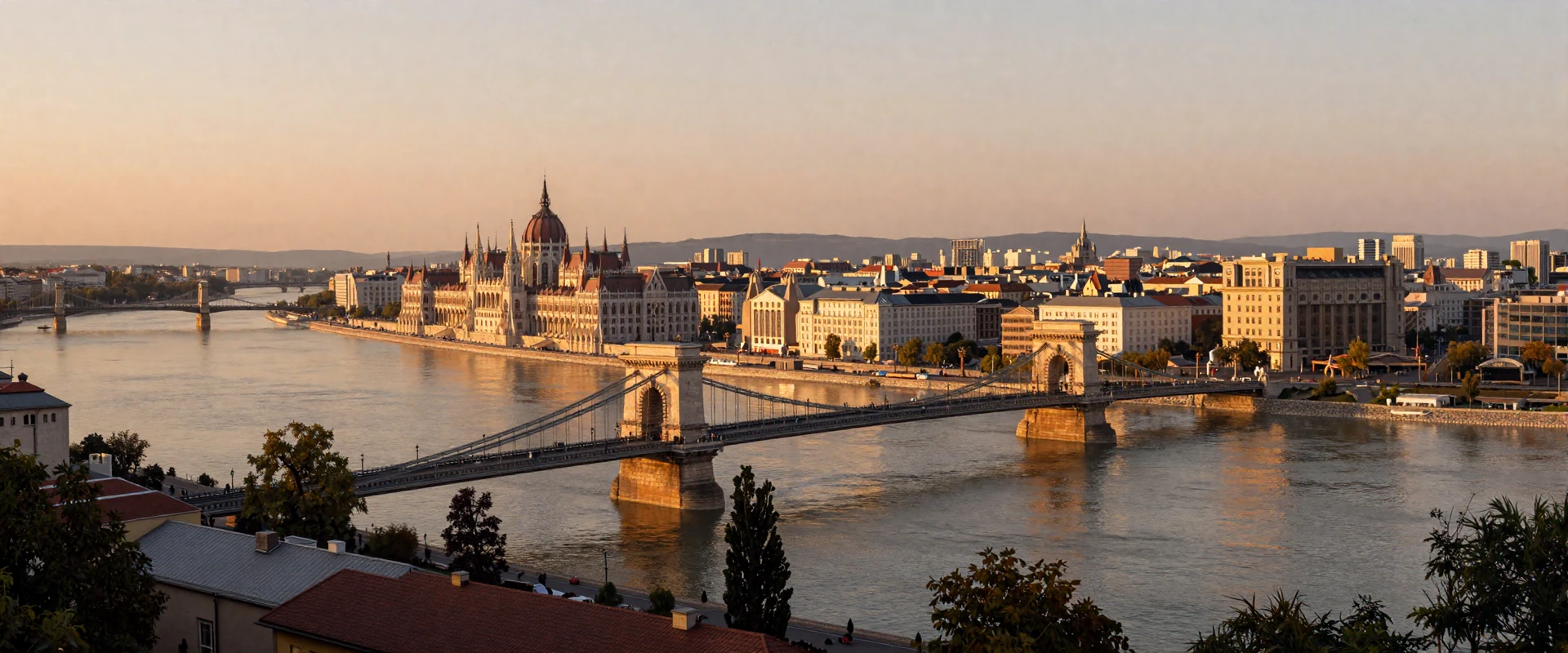 Budapest Danube panorama at golden hour - romantic backdrop for Hungarian women dating